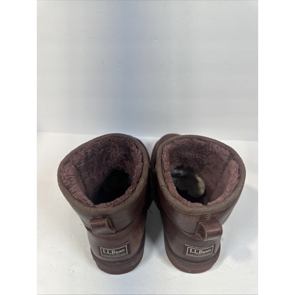 L.L. BEAN Women's Brown Leather Wool Lined Bean Boots Size 9M made in Maine USA - Picture 4 of 8
